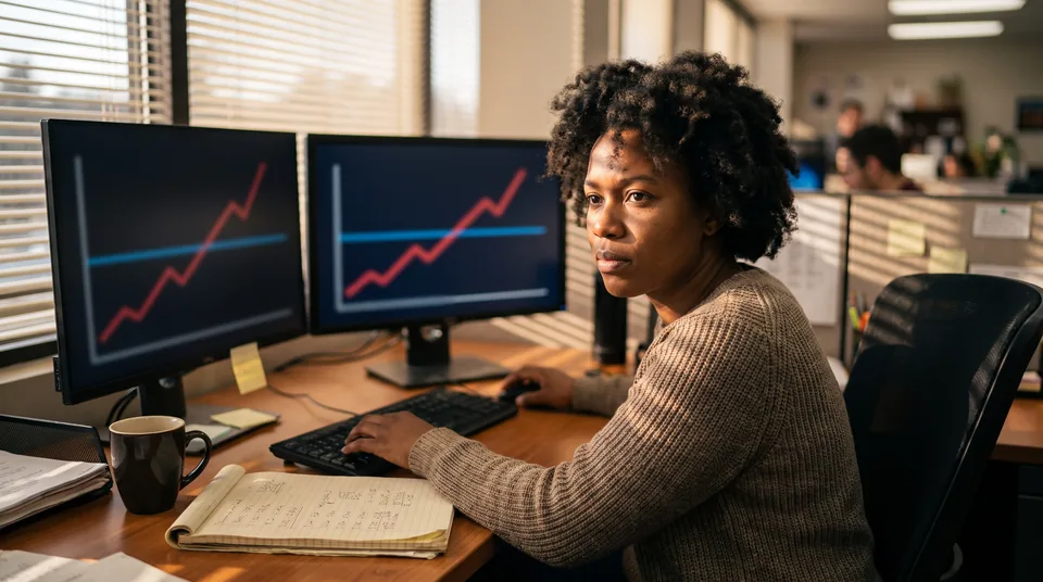 Data engineer comparing two cloud warehouse cost dashboards on dual monitors